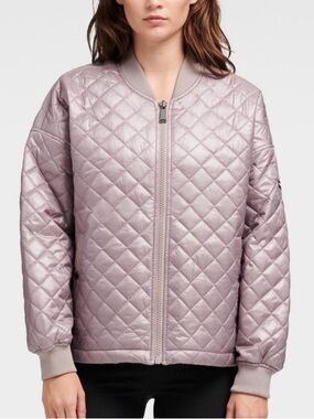 DKNY Sport Quilted Bomber Jacket in Metallic Lavender, Sz XL